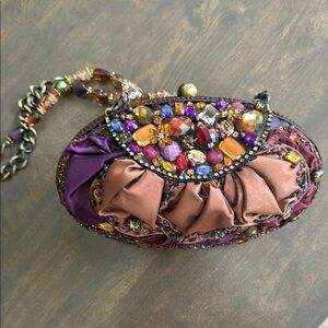 Mary Frances Jewel-Embellished Clutch - Purple and Brown